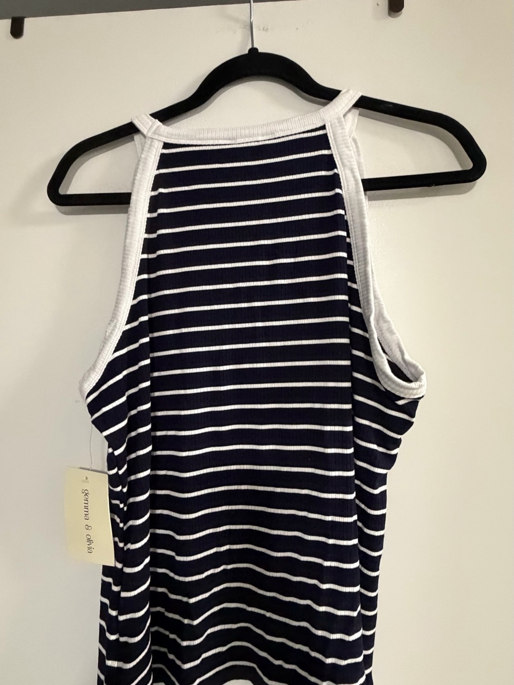 Striped Navy & White Racerback Tank Top - Picture 2 of 5